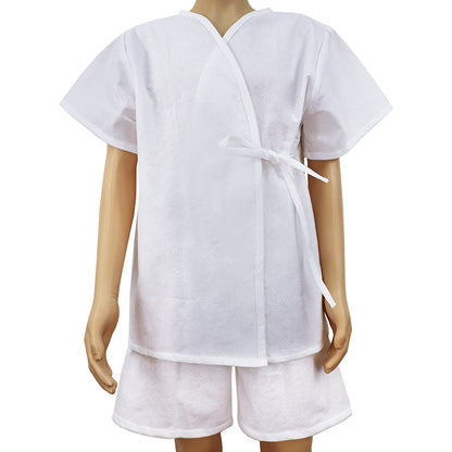 Tie-Front Disposable Two-Piece Bathrobe Set – V-Neck Top with Adjustable Waist and Shorts