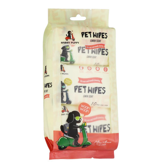 OEM Pet Cleaning Wipes – 10pcs × 6 Mini Packs | Lemon | 14x15cm