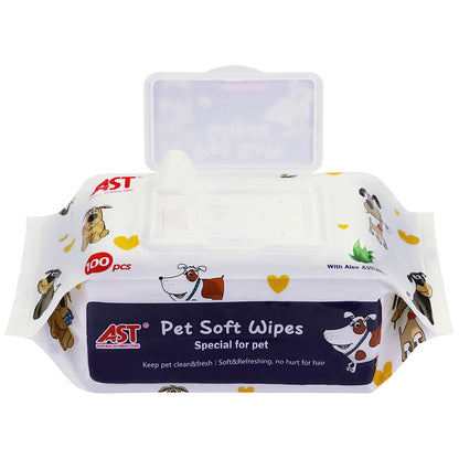 Gentle & Effective Cleaning 100 pcs pet soft wipes for Pets