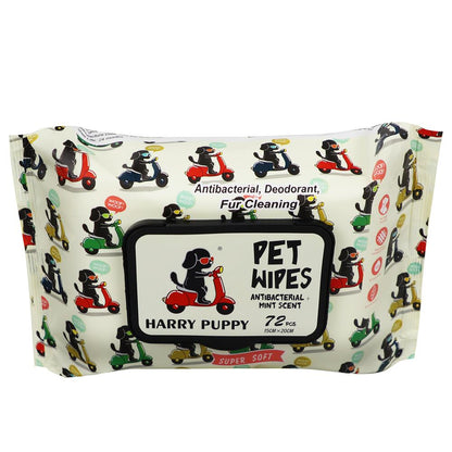 HARRY PUPPY Antibacterial Pet Wipes – 72pcs Mint Scent | Super Soft, Fur-Friendly Wipes